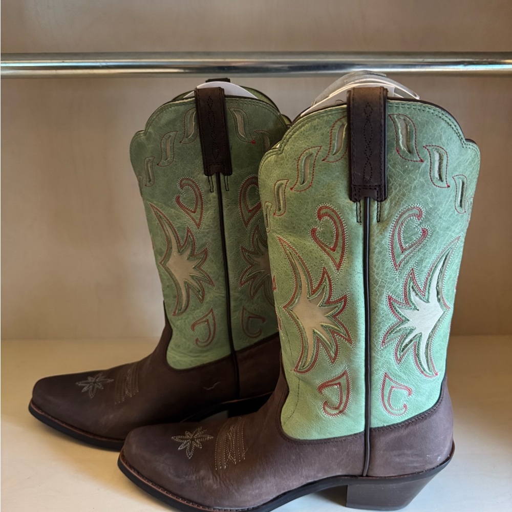 Ariat Green and Brown Cowboy Boots